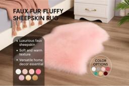 Faux Fur Fluffy Sheepskin Rug in 2 Sizes and 9 Colours - thumbnail 2