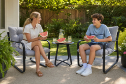 3-Piece Outdoor Bistro Set with Cushioned Chairs and Table - thumbnail 6