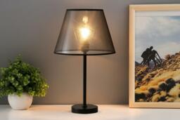 Contemporary Minimalist Black Table Lamp with Sleek Fabric Shade and Metal Base - thumbnail 3
