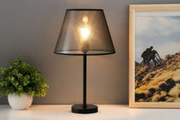 Contemporary Minimalist Black Table Lamp with Sleek Fabric Shade and Metal Base - thumbnail 7