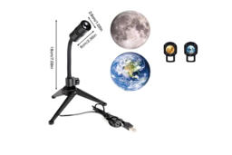 2-in-1 LED Table Projector Lamp - Moon & Earth, Rotating, Portable, Modern Night Light - thumbnail 7