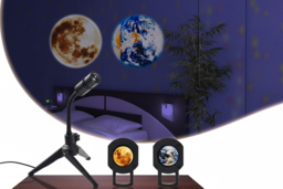 2-in-1 LED Table Projector Lamp - Moon & Earth, Rotating, Portable, Modern Night Light - thumbnail 6