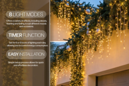 Solar-Powered LED Icicle String Lights with 8 Modes and Remote - thumbnail 7
