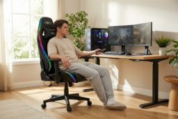 Gaming RGB Office Chair with LED Lights & Remote - thumbnail 6