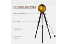 PRICE DROP! HOMCOM Industrial Floor Lamp - Modern Standing Light, Sturdy Metal, Statement Style - thumbnail 3