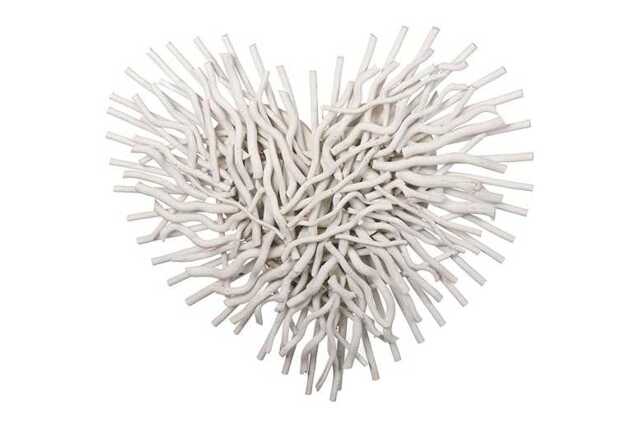 Driftwood Effect Heart White 3D Wall Art - Modern Wood Decorative Accent, 60cm - image 1