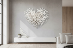 Driftwood Effect Heart White 3D Wall Art - Modern Wood Decorative Accent, 60cm - thumbnail 8