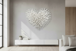 Driftwood Effect Heart White 3D Wall Art - Modern Wood Decorative Accent, 60cm - thumbnail 6