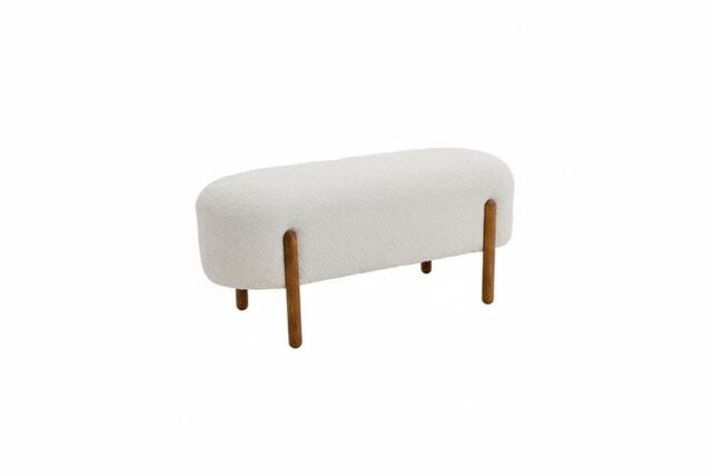 Elegant Upholstered Bench with Walnut Wooden Legs, Seats Two Comfortably - image 1