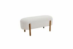 Elegant Upholstered Bench with Walnut Wooden Legs, Seats Two Comfortably - thumbnail 1