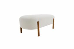Elegant Upholstered Bench with Walnut Wooden Legs, Seats Two Comfortably - thumbnail 4