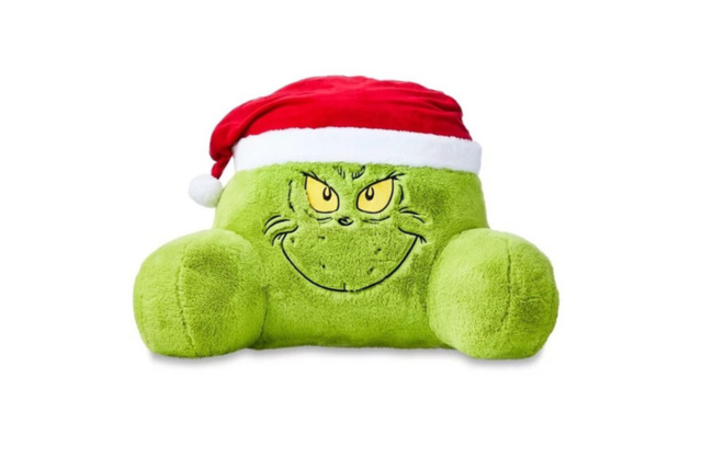 Eco-Friendly Cartoon Christmas Reading Pillow - Grinch & Tree Motif, Machine Washable, Multiple Sizes - image 1