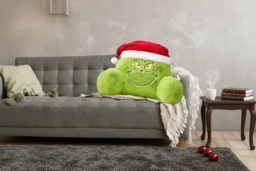 Eco-Friendly Cartoon Christmas Reading Pillow - Grinch & Tree Motif, Machine Washable, Multiple Sizes - thumbnail 2
