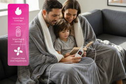 Ultra-Soft 200GSM Flannel Electric Heated Throw - 7 Heat Settings! - thumbnail 2
