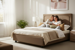 Contemporary Brown Ottoman Fabric Storage Bed - Kingsize, Modern Design - thumbnail 8