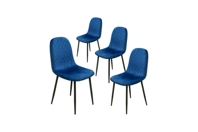 Set of 4 Alivio Velvet-Upholstered Dining Chairs - Ergonomic Curved Back, Metal Legs & 3 Colours - image 1