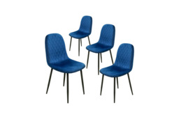 Set of 4 Alivio Velvet-Upholstered Dining Chairs - Ergonomic Curved Back, Metal Legs & 3 Colours