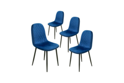 Set of 4 Alivio Velvet-Upholstered Dining Chairs - Ergonomic Curved Back, Metal Legs & 3 Colours - thumbnail 5