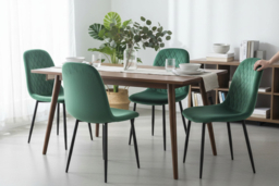 Set of 4 Alivio Velvet-Upholstered Dining Chairs - Ergonomic Curved Back, Metal Legs & 3 Colours - thumbnail 7