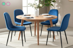 Set of 4 Alivio Velvet-Upholstered Dining Chairs - Ergonomic Curved Back, Metal Legs & 3 Colours - thumbnail 6