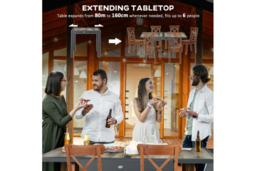 Aluminium Extendable Patio Dining Table - Weather-Resistant, Seats 6, Modern Outdoor Garden Furniture - thumbnail 7