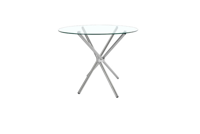 Contemporary Crossover Round Dining Table with Durable Tempered Glass Top - image 1