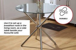 Contemporary Crossover Round Dining Table with Durable Tempered Glass Top - thumbnail 3