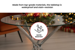 Contemporary Crossover Round Dining Table with Durable Tempered Glass Top - thumbnail 4