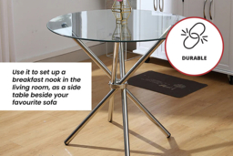 Contemporary Crossover Round Dining Table with Durable Tempered Glass Top - thumbnail 7