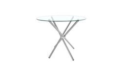 Contemporary Crossover Round Dining Table with Durable Tempered Glass Top - thumbnail 5