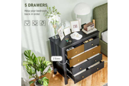 Elegant Black Wood Modular Chest - 5 Drawer Bedroom Storage Unit, 60kg Capacity - thumbnail 8
