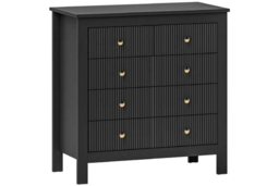 Elegant Black Wood Modular Chest - 5 Drawer Bedroom Storage Unit, 60kg Capacity - thumbnail 5