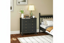 Elegant Black Wood Modular Chest - 5 Drawer Bedroom Storage Unit, 60kg Capacity - thumbnail 6