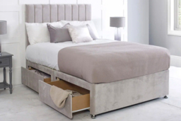 Divan Bed with Storage Drawers & Orthopaedic Mattress - Naples Grey - thumbnail 3