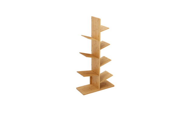PRICE DROP! 5 or 7-Tier Wooden Bookcase - Tree- Design, Angled Tiers & Natural Wood - image 1
