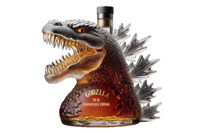Godzilla Hand-Blown Glass Whiskey Bottle - Decorative Bar Ornament, 300ml Modern Home Decor - image 1