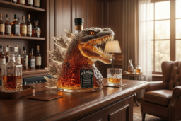 Godzilla Hand-Blown Glass Whiskey Bottle - Decorative Bar Ornament, 300ml Modern Home Decor - thumbnail 6