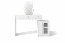 Doris Dressing Table with Cloud Mirror, LED Lights & Cabinet Storage - thumbnail 2