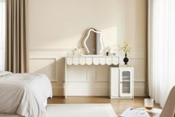 Doris Dressing Table with Cloud Mirror, LED Lights & Cabinet Storage - thumbnail 4
