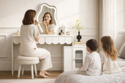 Doris Dressing Table with Cloud Mirror, LED Lights & Cabinet Storage - thumbnail 7