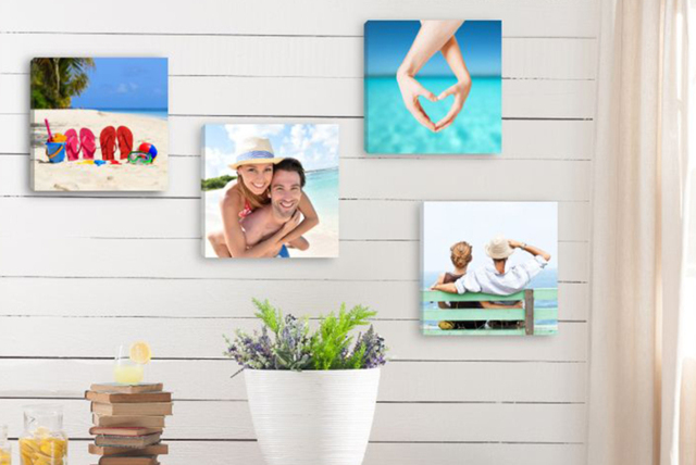 "Set of 4 Personalised 8"" x 8"" Square Canvas Wall Art - Premium Hand-Stretched Photo Print, Modern Home Decor" - image 1