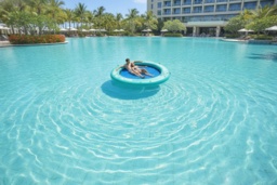 EcoFurnix Inflatable Ring Floating Hammock - Pool & Garden Water Lounger, One Size, Durable PVC - thumbnail 2