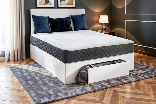 White Ivy Plush Divan Bed, Mattress & Optional Front Storage - 6 Sizes - image 1