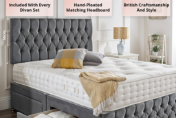 Chesterfield Crushed Velvet Divan Bed with Memory Sprung Mattress Set - 6 Sizes & Storage - thumbnail 4