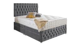 Chesterfield Crushed Velvet Divan Bed with Memory Sprung Mattress Set - 6 Sizes & Storage - thumbnail 3