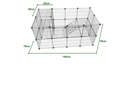 Large Small Pet Cage - Metal Wire Enclosure for Rabbits, Guinea Pigs & Hamsters, Easy Assembly, Spacious 140cm - thumbnail 8