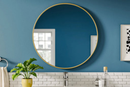 Nordic Round Mirror with Gold Frame, Defog and Shatterproof Design - thumbnail 3