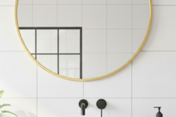 Nordic Round Mirror with Gold Frame, Defog and Shatterproof Design - thumbnail 4