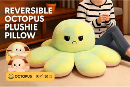 Reversible Octopus Plushie Pillow - Ultra-Soft Cotton, Double-Sided, 3 Sizes, Mood Toy - thumbnail 6