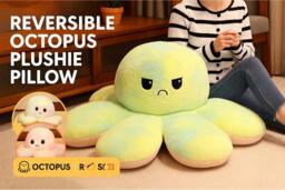 Reversible Octopus Plushie Pillow - Ultra-Soft Cotton, Double-Sided, 3 Sizes, Mood Toy - thumbnail 2